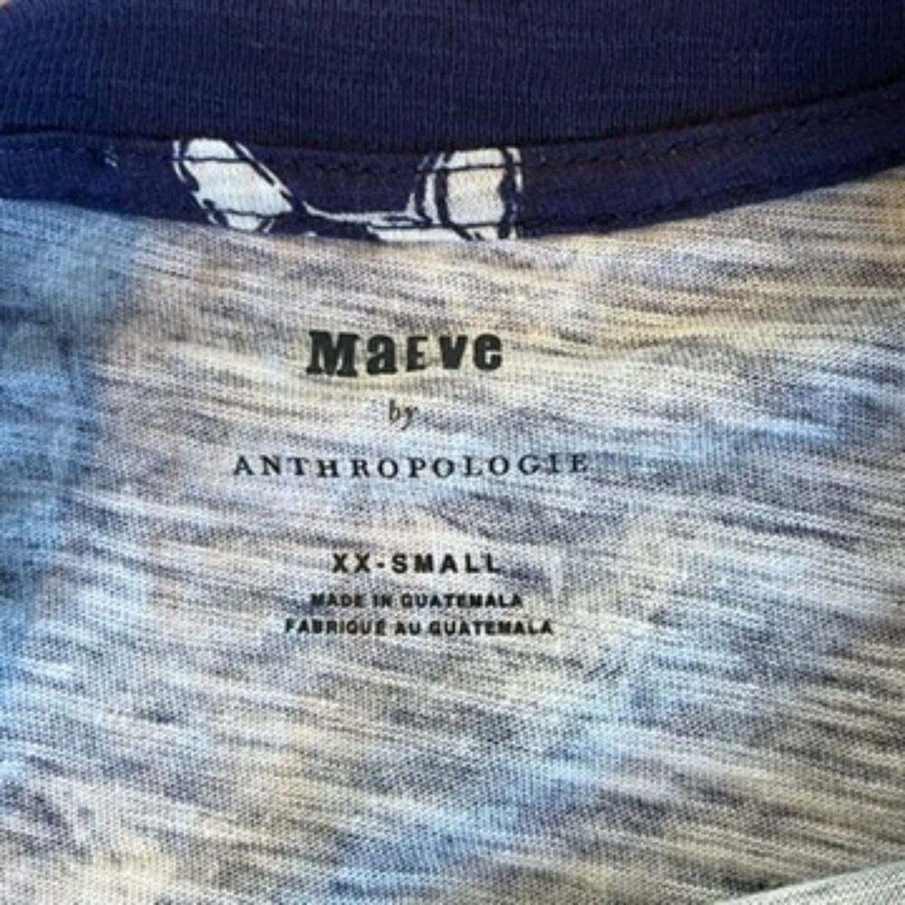 Maeve Anthropologie Navy Blue Dog Graphic T-Shirt Long Sleeves XXS NEW - Picture 4 of 8